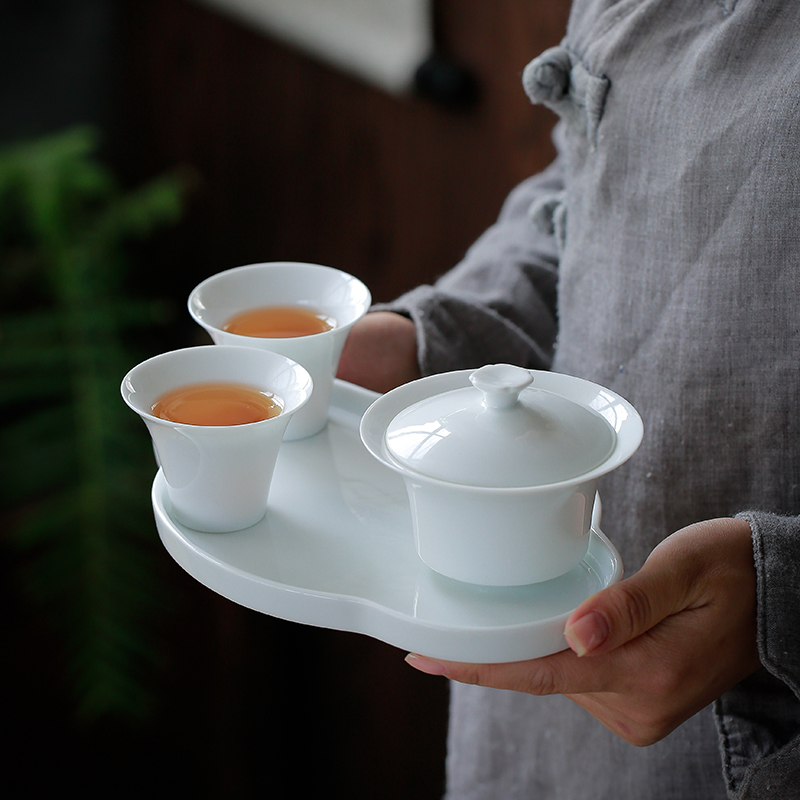 Su ceramic reflected on kung fu tea set suit white porcelain tureen tea cups bosom friend contracted household tea gifts
