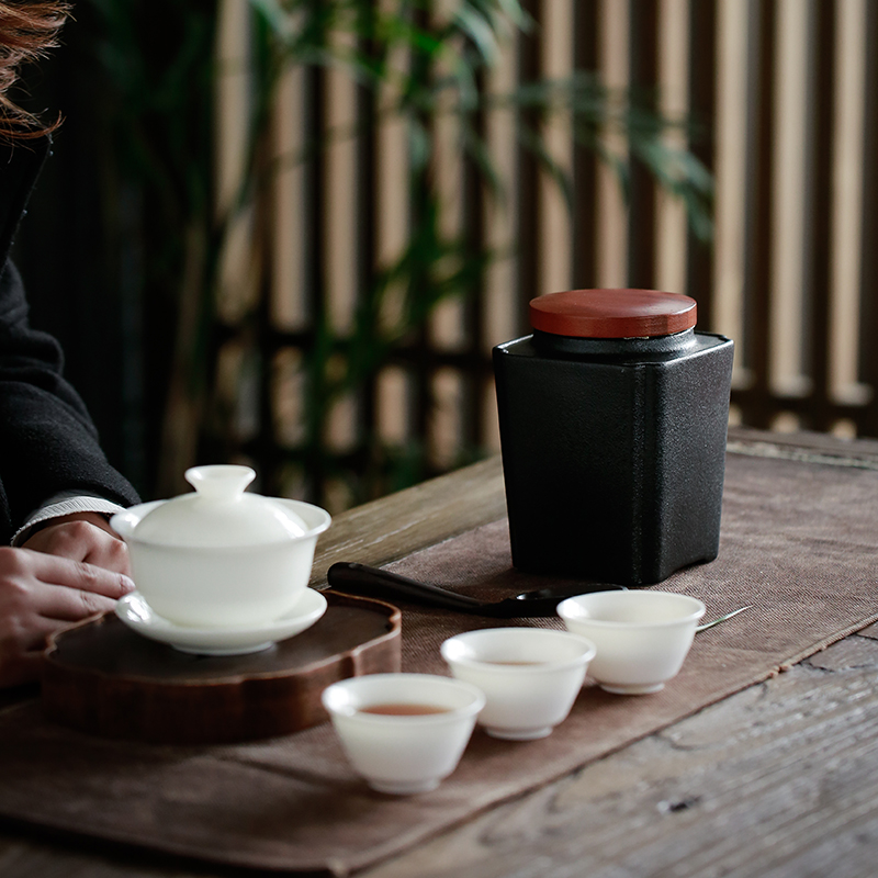His black pottery tea pot home moistureproof Japanese ceramic sealed as cans of green tea tin, tea POTS