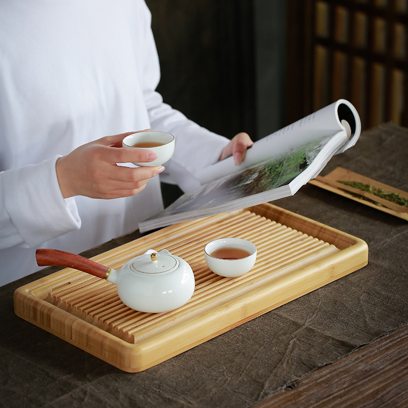 Su ceramic Chinese contracted household water storage type tea tray tea sea bamboo kung fu tea tray is a rectangle
