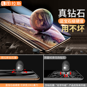 图拉斯iPhone XS Max钢化膜苹果X手机XSMax钻石iPhoneX全屏覆盖iPhoneXs蓝光8X全包防摔背膜防窥iPhoneXSMax