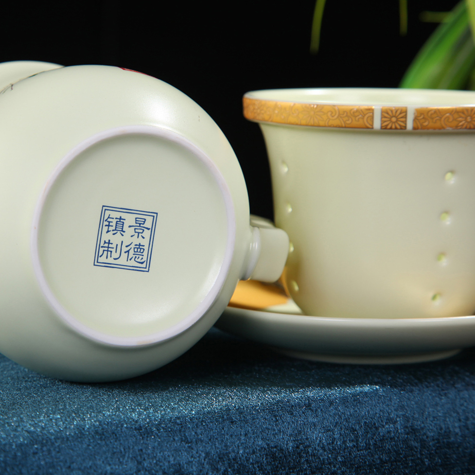 Jingdezhen ceramic keller cup and cup with cover filter cups office cup gift cup boss cup China cups