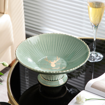 Light luxury style ceramic fruit plate ornaments Nordic modern creative home living room coffee table candy snack storage plate