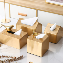 Tissue box decoration pumping box Modern creative living room household American European light luxury style metal desktop paper pumping box