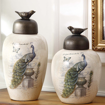 Home decoration American country ceramic storage tank soft decoration decoration living room entrance wine cabinet handicraft decoration