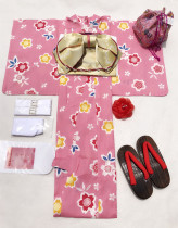 Cotton exported to Japan kimono bathrobe pink cherry blossom fireworks conference summer festival