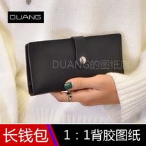 Edition drawing handbag long wallet drawing grid paper pattern diy handmade leather design template