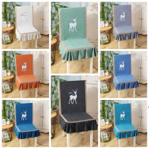 One-piece dining table cushion thickened stool cover Cartoon deer home Chenille backrest cushion one-piece pad chair cover