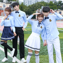 Middle and high school students School uniform suit Graduation class uniform Couple uniform Autumn teacher blue shirt college style