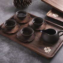 Black walnut Clover coaster Japanese creative wooden cup holder household heat insulation pad water cup holder tea ceremony accessories small saucer