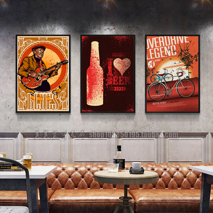 工业风格酒吧ktv黑板画装饰画创意清吧个性夜店会所壁画挂画海报