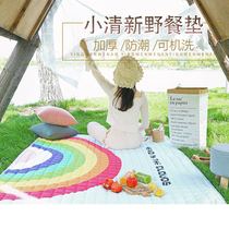 ins wind net red picnic mat Outdoor camping small fresh pink portable moisture-proof machine washable thickened lawn cushion