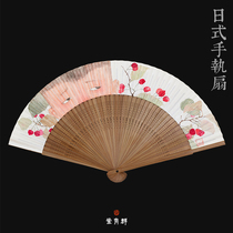 Group Qingtang Pure Artisanal Suwork Fan Folding Fan China Wind Classical Fan Country Painting Fan Face Fan Day Style Hand Fan