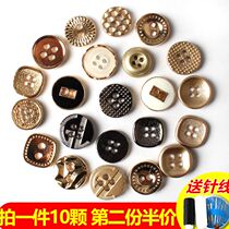 Metal Button Mens and Womens Joker Round Four Eyed Sweater Shirt Buckle Gold High Grade Decorative Small Button
