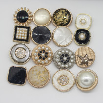 Metal Button Maid Little Fragrant Pearl Square Button French Dress Coat Sweater Decoration Button