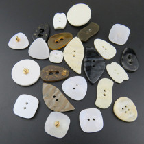 Resin button imitation shell irregular shaped button White button top chiffon skirt decorative button round flat button