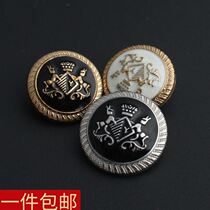 High-end high-end metal coat trench suit suit suit suit men and women double Lion Crown Metal button button button button