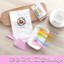 Cake tableware set plastic disposable cake knife fork set custom birthday cake knife and fork set custom birthday cake knife and fork disc combination