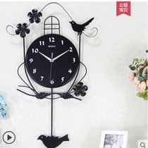 Fashion creative European watch wall clock Living room modern simple personality decorative hanging watch Household mute bird art