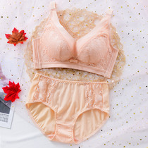 Non-magnetic baby cotton underwear suit woman no steel ring lace comfortable and breathable bra small breast slim fit for bra