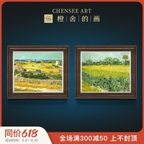 Van Gogh harvest Double livingroom decoration painting world famous painting Xuanguan oil painting sofa Background wall hanging painting European-style art