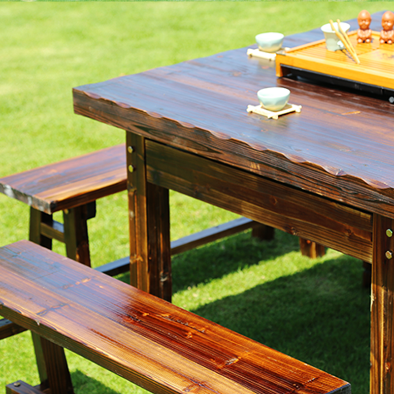 野人谷防腐木桌椅碳化木方桌椅