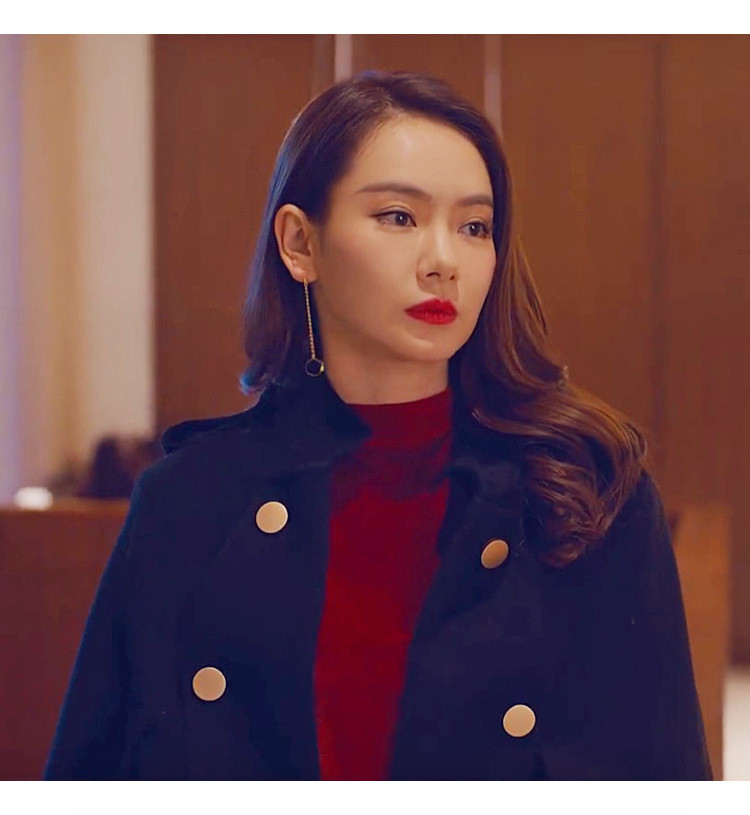 北京女子图鉴戚薇陈可同款2018双面羊绒大衣女中长款斗篷毛呢外套_不