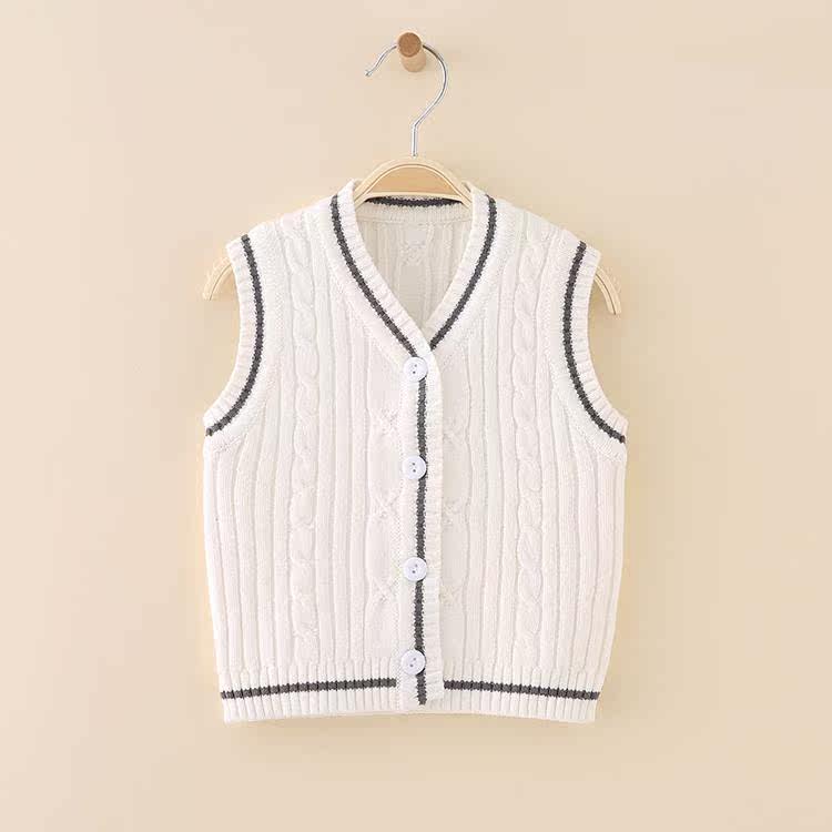 婴儿马甲背心春秋毛线开衫新生针织马夹纯棉宝宝保暖坎肩儿小