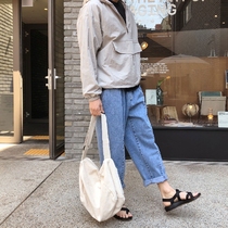 New ins mens and womens slant back canvas bag neutral sports bag fitness cross bag leisure bag student school bag tide