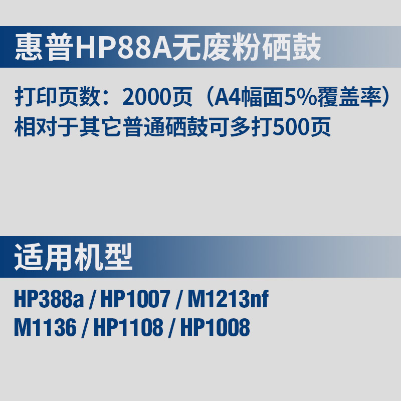 炫亮HP88a无废粉硒鼓HP388a HP1007 M1213nf M1136 HP1108 HP1008产品展示图5
