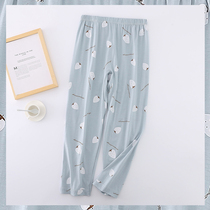 Womens Cotton pajama pants spring and summer thin air conditioning pants women loose size month pants cotton trousers home pants