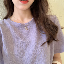 Fave Purple Short Sleeve Design Sensation Small Crowdcolor Snowspun Shirt Woman Folds 2020 New Gentle Wind Blouse