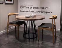 American solid wood round dining table wrought iron desk Nordic round conference table loft leisure solid wood round table customized