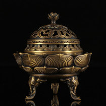 Pure copper incense burner creative lotus copper cover Sandwood aromatherapy Tower incense agarwood antique incense burner ornaments