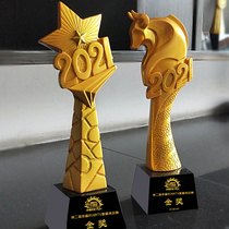 New enterprise unit ornaments crystal trophy custom metal trophy making annual competition souvenir