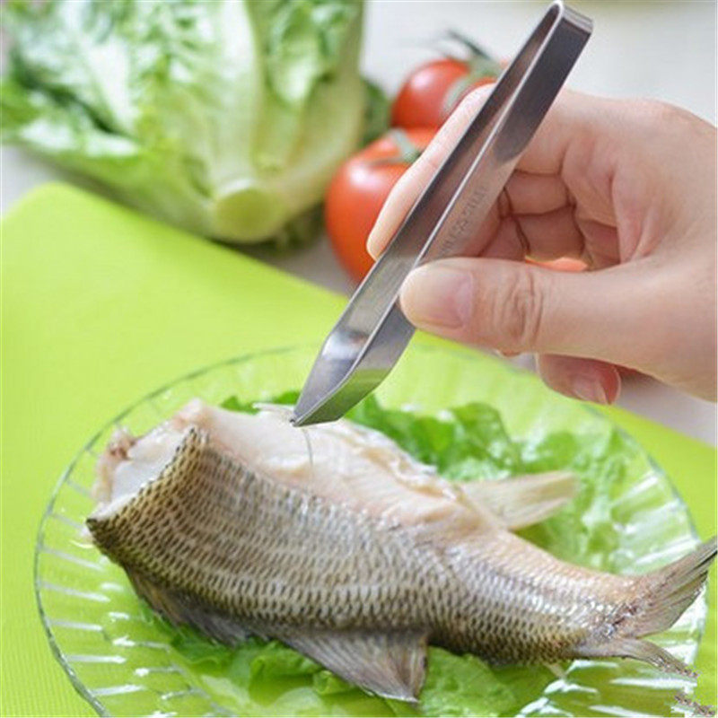 日本品牌厨房家用不锈钢拔毛镊子料理用骨拔鸭毛猪毛鸡毛夹镊子