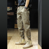 Hong Kong Chauchiu Spring autumn season Elastic casual pants Mens trend Youth Loose Big Code Tooling 90% Bundles of Pants