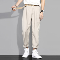 Hong Kong Boomer Spring Autumn Season New Casual Pants Men Loose Westints Pants and Tide Tooling Straight Barrel 90% Pants