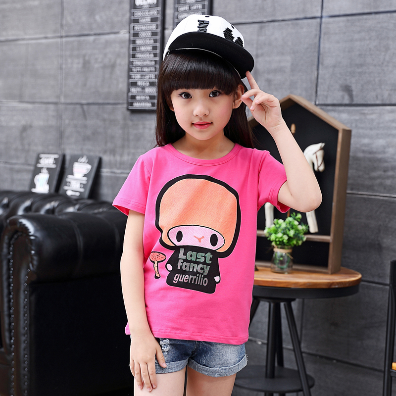 Girls t-shirt short sleeve summer dress 2023 new baby hits the big child cartoon half sleeve tops children in the shirt