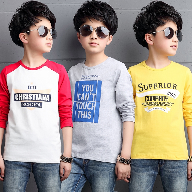 Boy long sleeve T-shirt printed 2022 Spring loaded with new blouses CUHK Tong Round Neckline Children's cartoon T-shirt