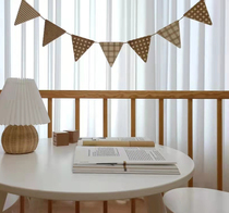 INS Korean style simple wooden triangle flag party decoration pull flower wall wall hanging European childrens room wall pendant