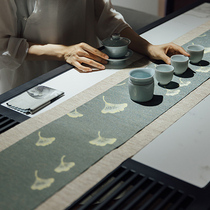Nine Tea House tea pad hand-painted tea mat waterproof linen Zen fabric Chinese style Japanese tea set mat table flag