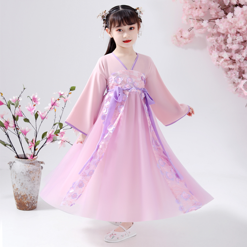 Girls Hanfu Children's Clothing Super fairy baby Chinese style dress Ancient style Fairy dress Children's costume Kimono skirt Summer dress