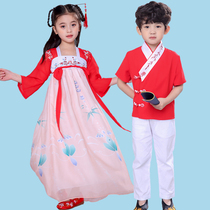 Girl Hanfu Summer Childrens Ancient Dress Costume to True Out of Chinese Wind Shaking Sound Hanfu Boys Tang Costume Suit