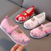 Hanfu Spring Summer Season New Children Girl Embroidered Shoes China China Wind Old Beijing Cloth Shoes Elementary School Students Perform Dance Shoes