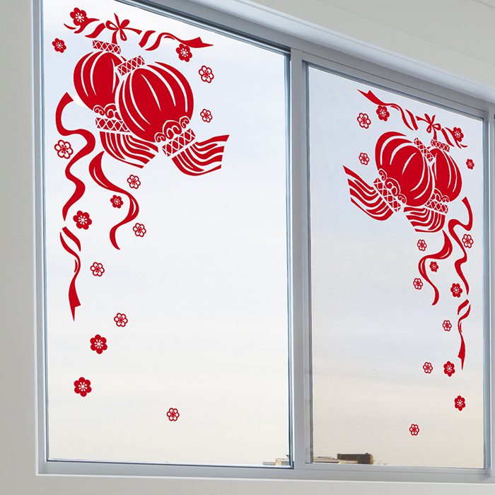 元旦新年装饰品橱窗玻璃门贴纸窗花猴年红火灯笼春节福字墙贴画产品展示图3