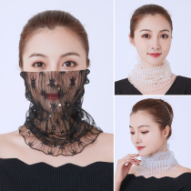 Sunscreen veil silk scarf scarf lace Lady Spring and Autumn thin neck protection thin neck cover hair tie hair Joker mask