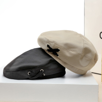 Strap Japanese solid color beret British fashion sunshade painter hat Korean version of the tide all-match retro lace hat female