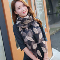 Silk scarf womens wild cut flower scarf Scarf womens spring and Autumn thin shawl dual-use autumn foreign style fashion long collar