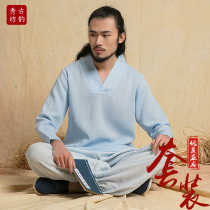 Flax meditation tea clothes master clothes daily Hanfu Chinese style Chinese style Chinese yoga clothes mens national suits