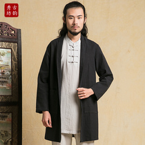 Gu Yunxiu Fang Vintage Chinese Trench Coat Men's Mid-length Loose Cardigan Coat Chinese Hanwear Men's Coat